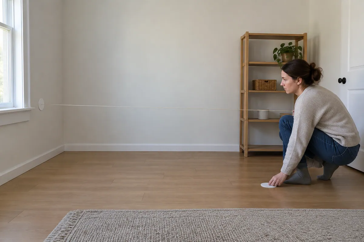 Reviewer holding one target line between two marked positions
