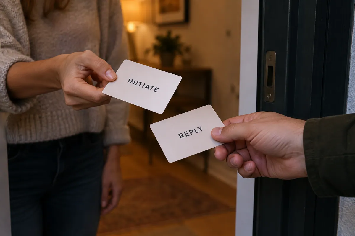 Two reviewers passing plain initiate and reply cards