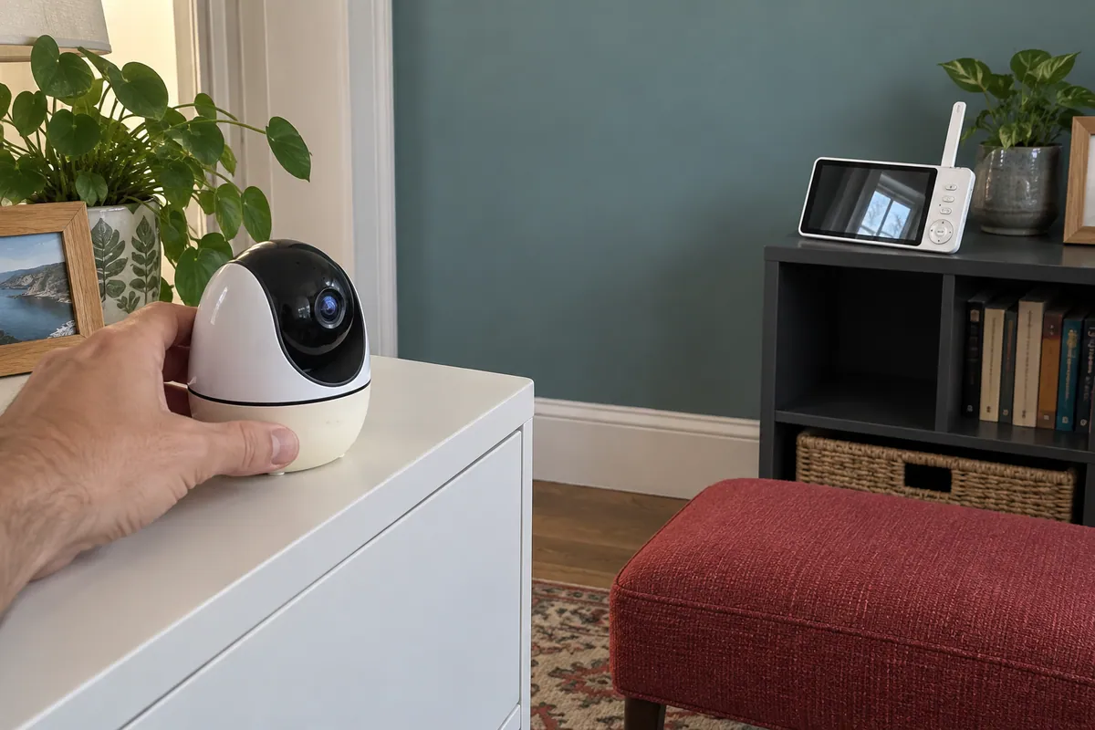 Camera orientation being examined with its receiver resting on a separate shelf