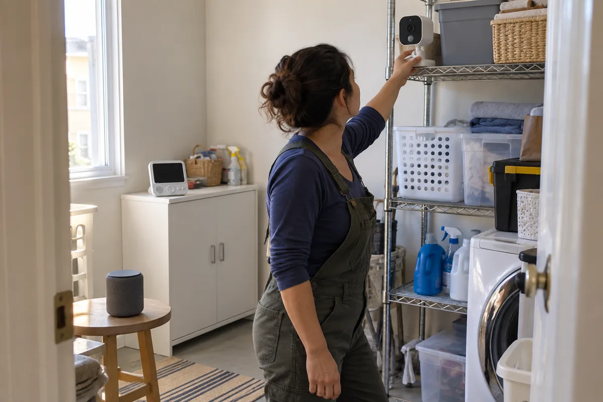Separate sound source, camera and receiver locations in an everyday editorial scene