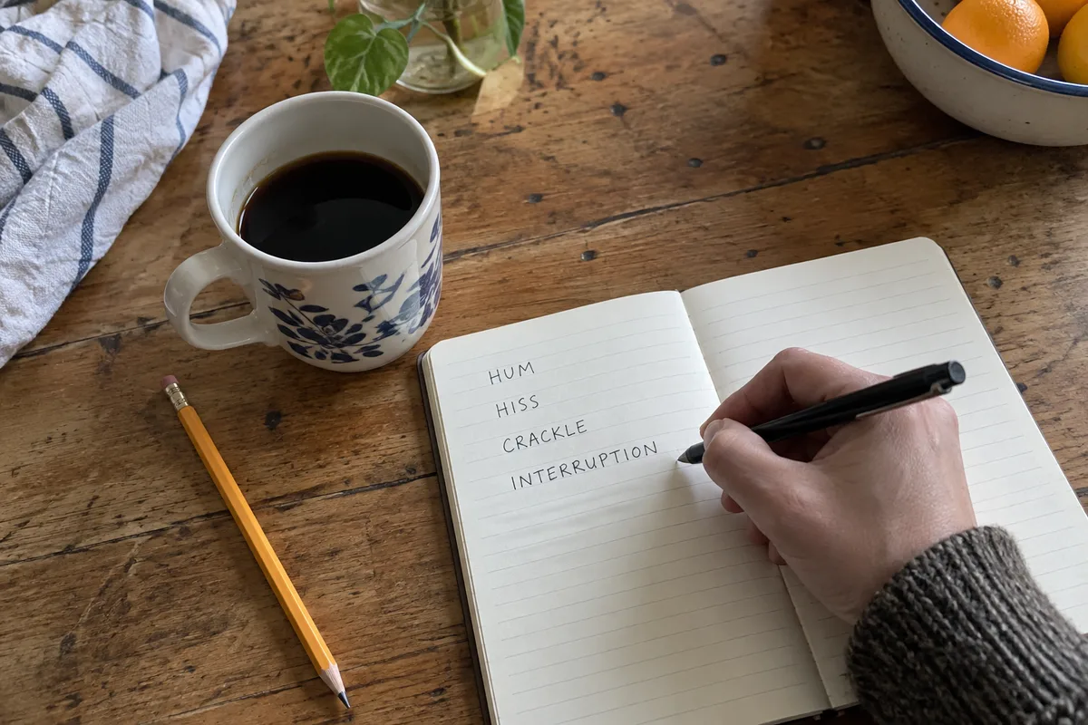 Writing separate sound observations in an everyday editorial scene