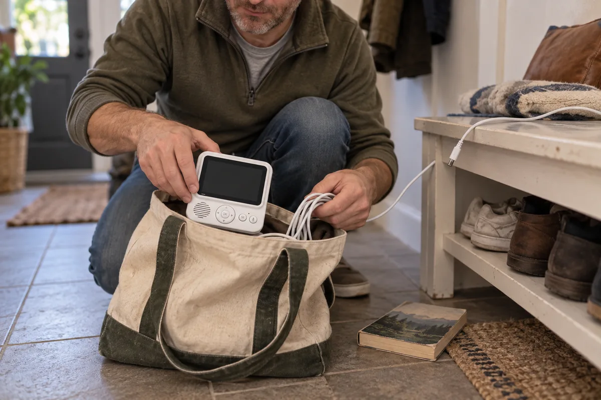 Packing a receiver and its cable for ordinary use in an editorial scene